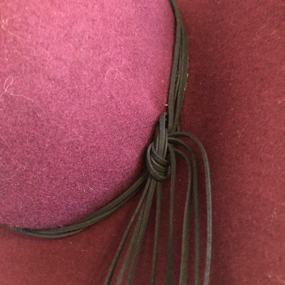 BCBGeneration Deep Red Wide-Brim Hat - Picture 3 of 7